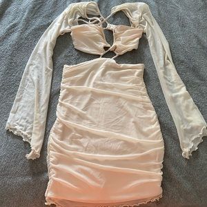 Oh Polly JAVIER Strappy Mini Dress in Ivory Size 8